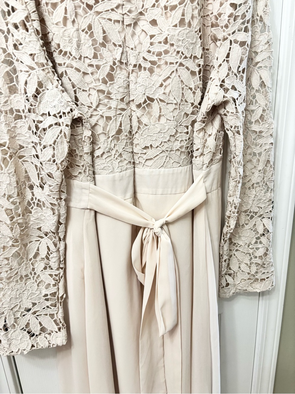 Boohoo Occasion Collection Plus Size 24 Lace Chiffon Midi Dress Beige Elegant - Picture 9 of 11